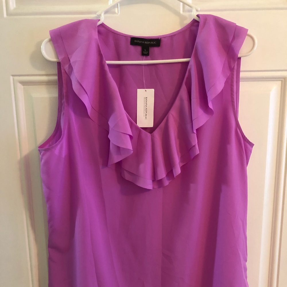 Banana Republic Flutter Collar Violet Crepe Tank